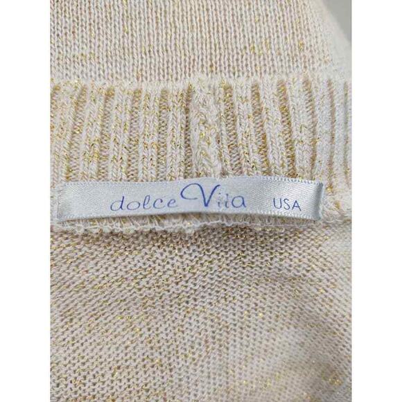 Dolce Vita Gold and cream y2k 2000's sweater small. Scoopneck Short Sleeve - Picture 5 of 6